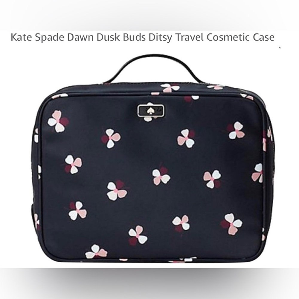 🌹🍃New KATE SPADE ♠️ NEW YORK Dawn Dusk Buds Ditsy Trifold Travel Cosmetic Case🍃🌹 - Picture 9 of 12